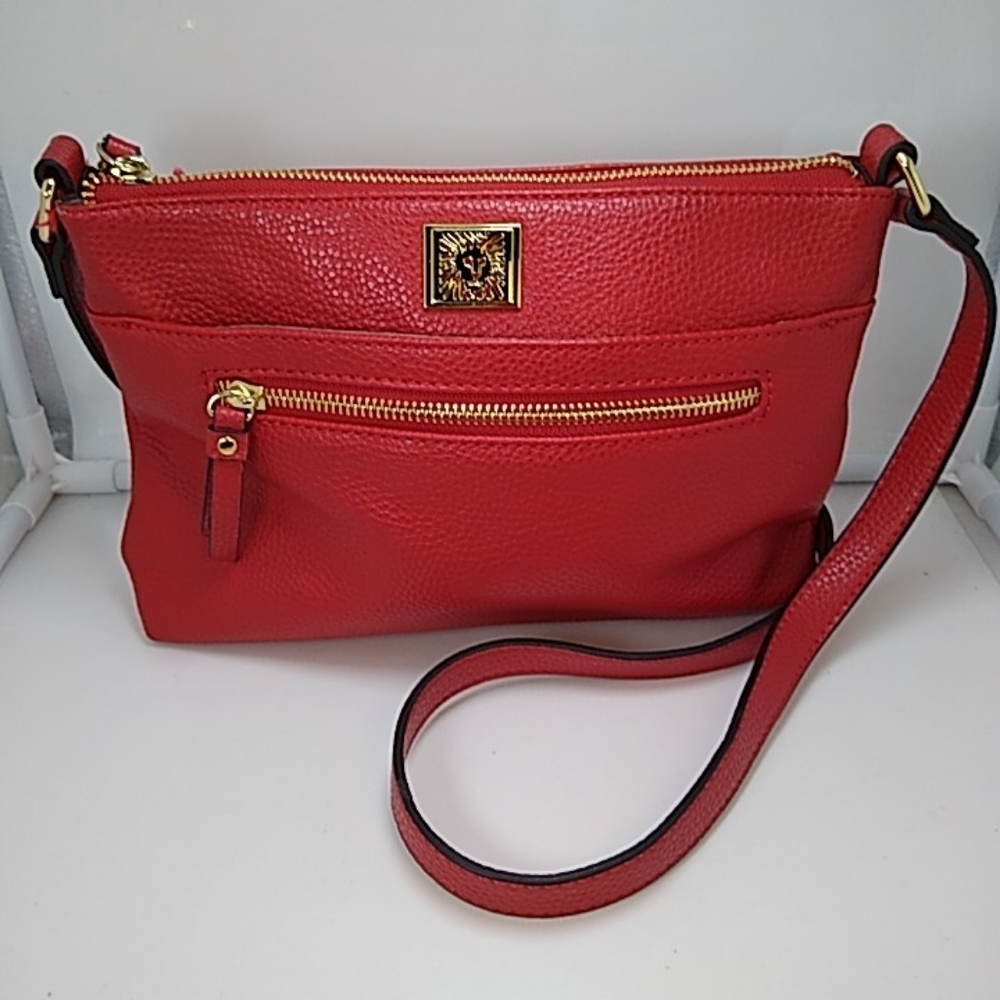 Anne Klein Red Leather Small Shoulder Purse